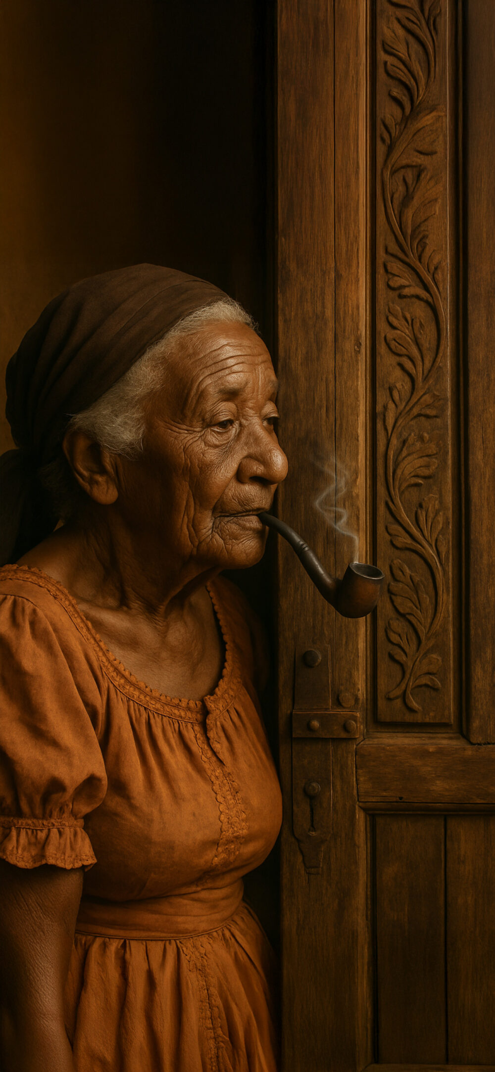 Pipe-smoking Haitian grandmother