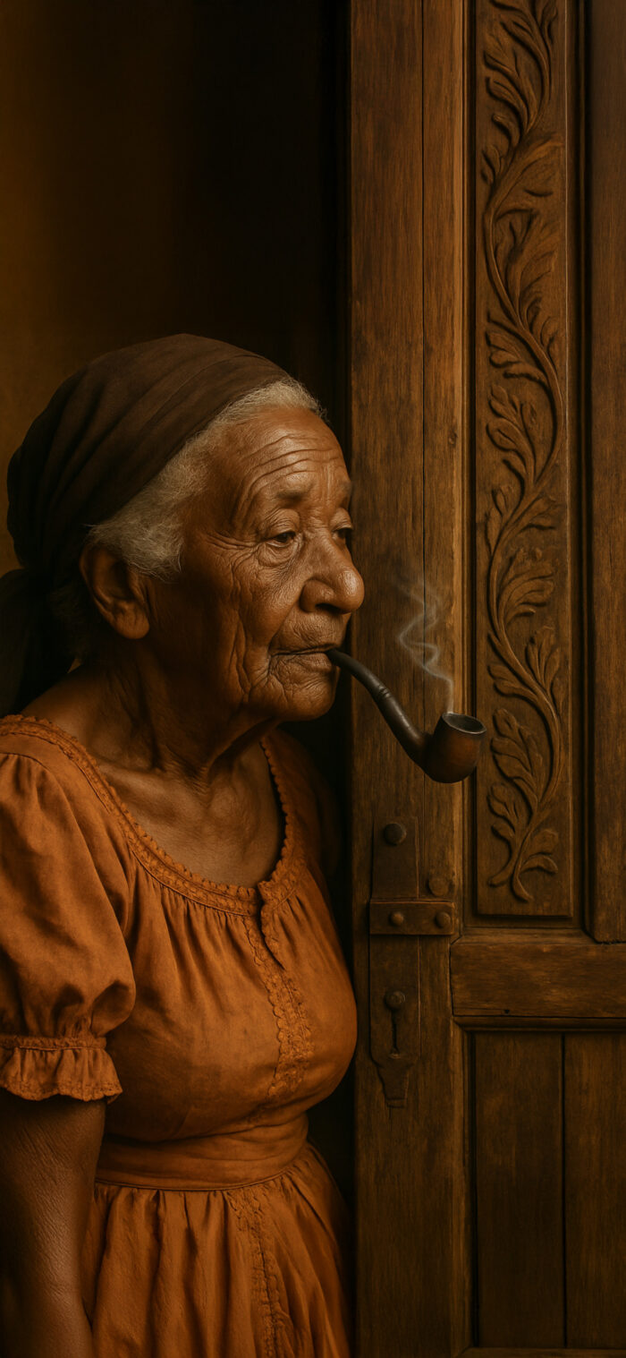 Pipe-smoking Haitian grandmother
